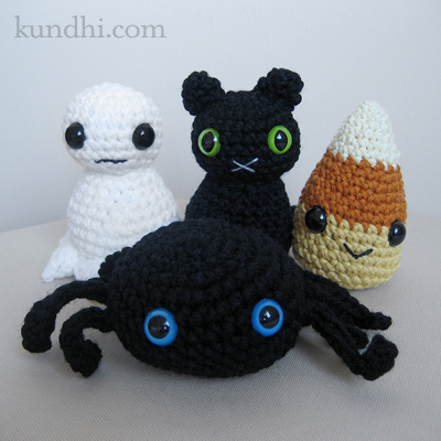 crochet ghost black cat candy corn spider amigurumi 