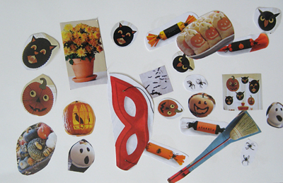 glue stick halloween collage