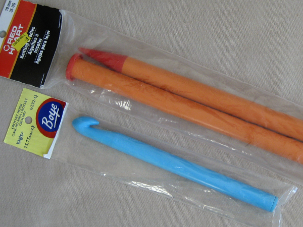 big knitting needles large crochet hook 