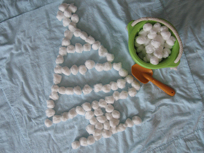 christmas tree made out of cotton balls