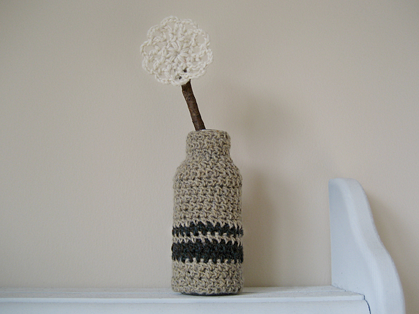 vintage inspired crochet bud vase
