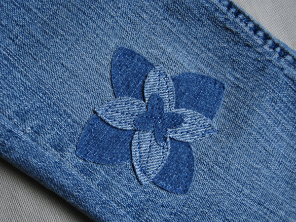 denim flower patch applique 