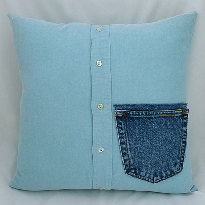 denim pocket men's shirt pillow