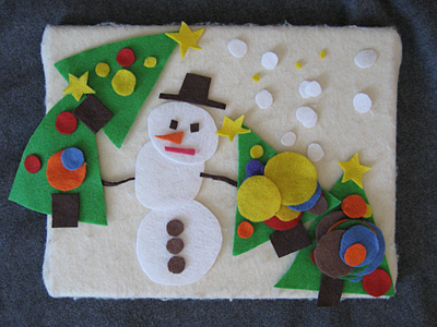 felt snowman and christmas trees