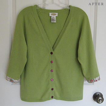 green cardigan refashion