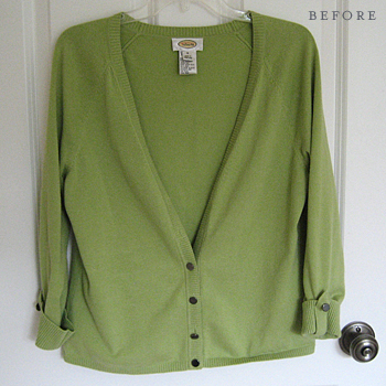 green cardigan refashion