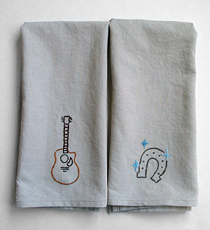 embroidered tea towels