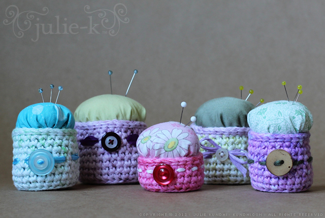 crochet pin cushions in my etsy shop