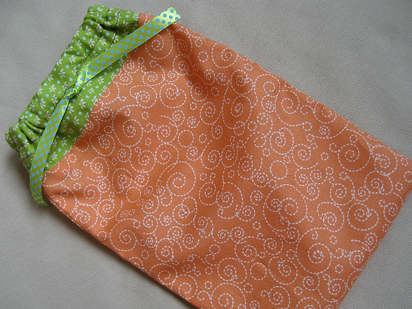 home ec class handmade fabric drawstring gift pouch