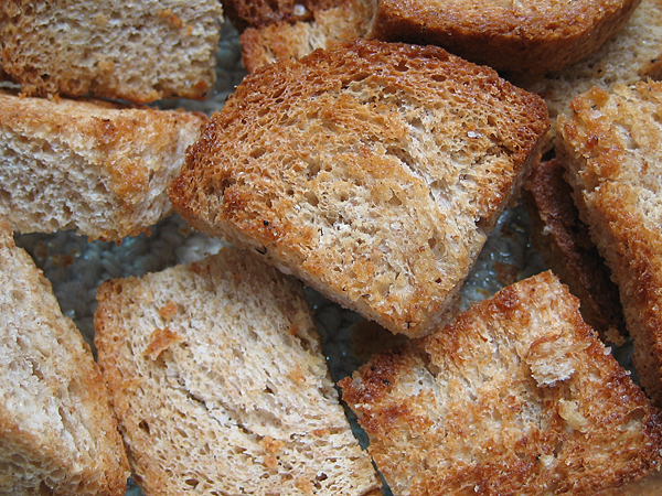 homemade bread and croutons