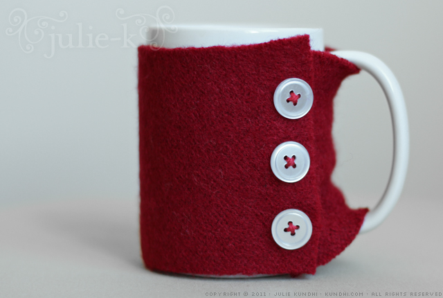 felted wool sweater mug cozy