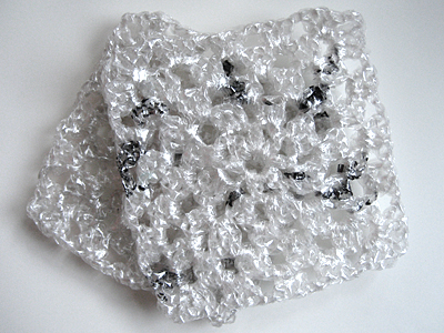 plastic crochet granny square