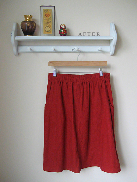 red linen skirt