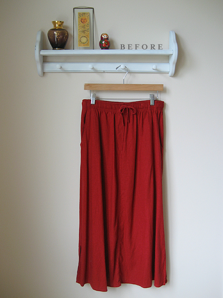 red linen skirt