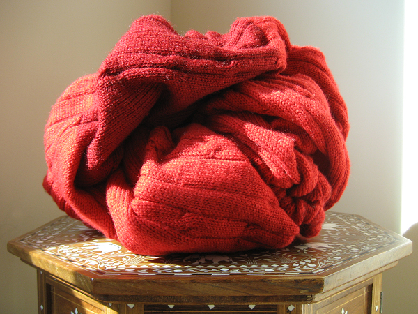 unraveled tablecloth yarn