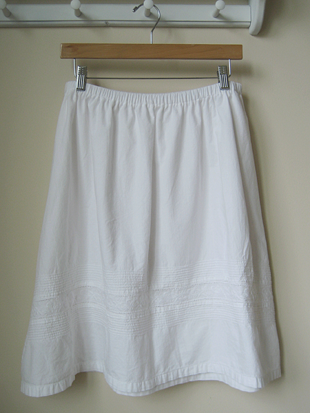 refashioned white cotton skirt