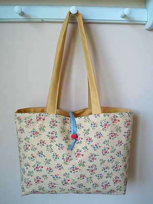 yellow floral reversible handmade tote